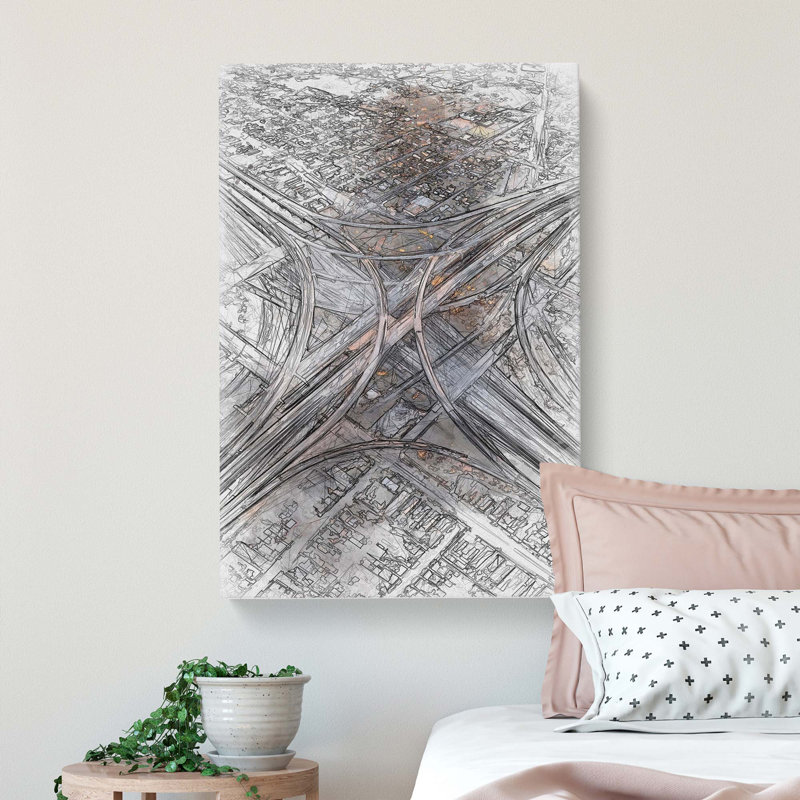 Highways Of Los Angeles In Abstract - Wrapped Canvas Print, 50cm H x 35cm W x 3cm D