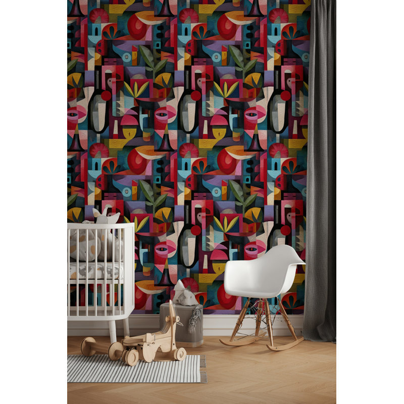 Papier peint géométrique abstrait mural