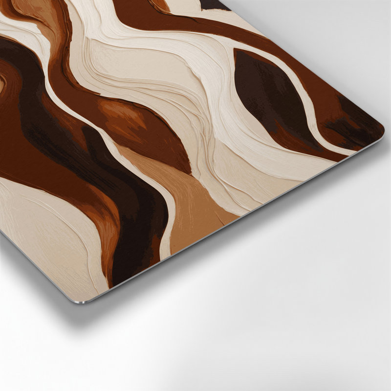 Art mural abstrait en métal beige 19, H 16 po x l 20 po