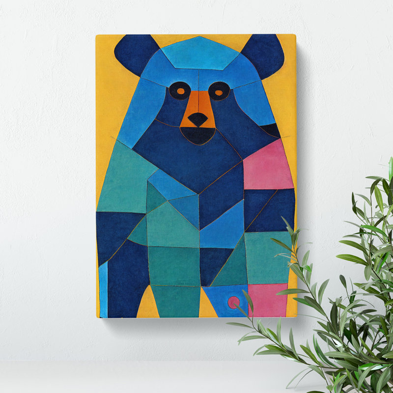 Geometric Bear No.4 Abstract - Wall Art, 76cm H x 50cm W x 3cm D, Wrapped Canvas
