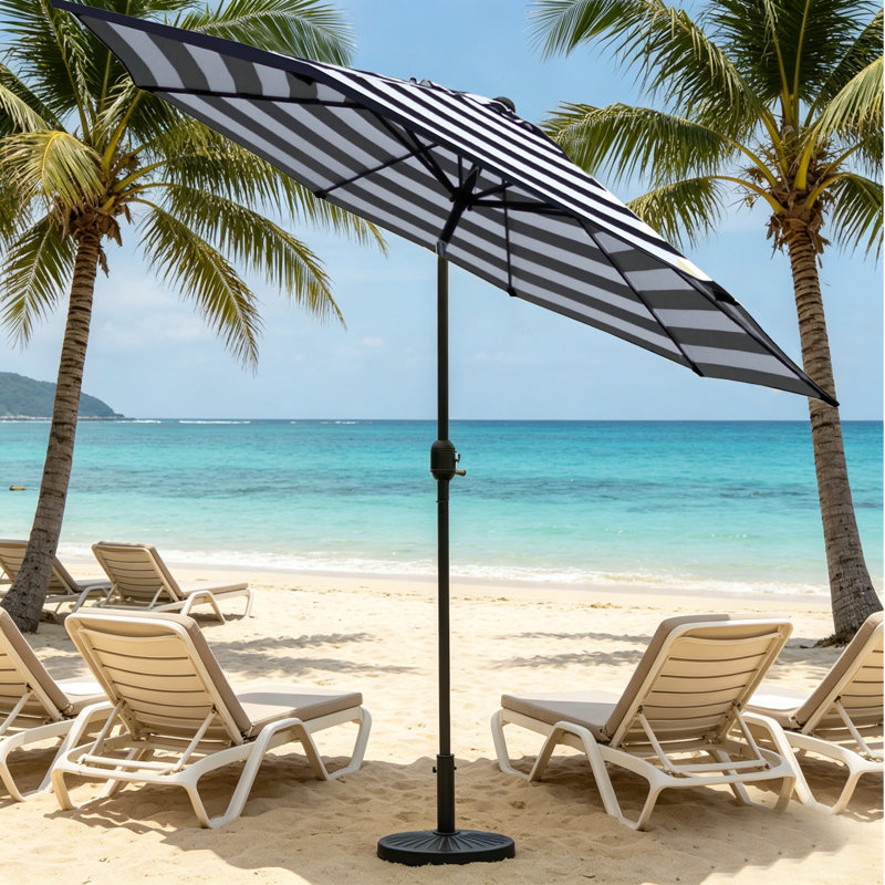 Parasol de marché inclinable 108 pi Jaenis, Rayures noires