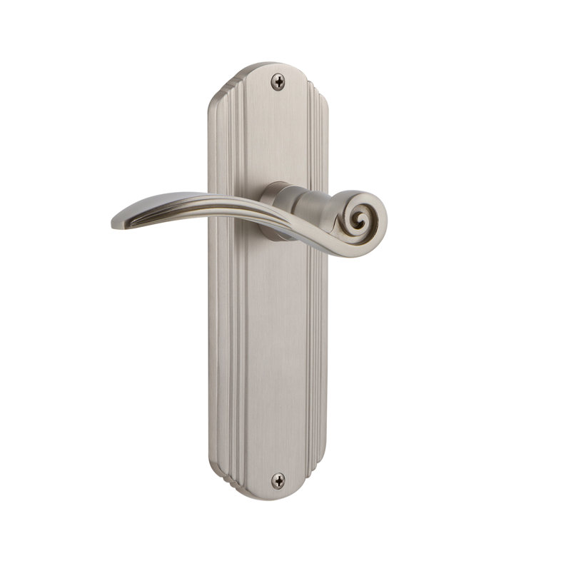 Deco Plate Double Dummy with Swan Lever, Satin Nickel