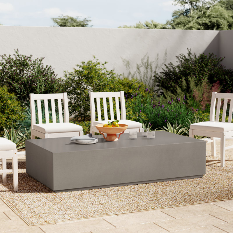 Aubrey Rectangular Outdoor Coffee Table , 65'' in. W 35'' in. D, Natural Concrete
