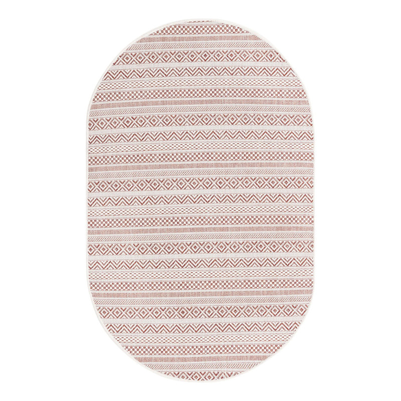 Indoor/Outdoor Glimmer Area Rug Brick Color, Oval 3'3" x 5'3"