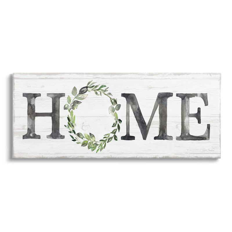 Weathered Botanical Wreath Greenery Wood Canvas Wall Art