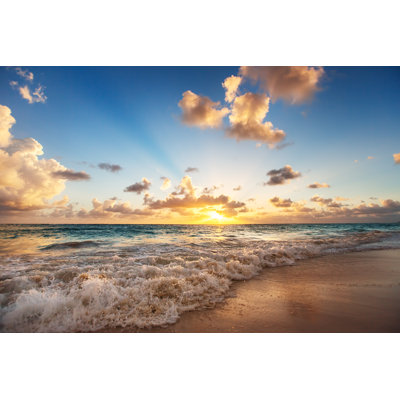 Sunrise On Beach - Wrapped Canvas Print