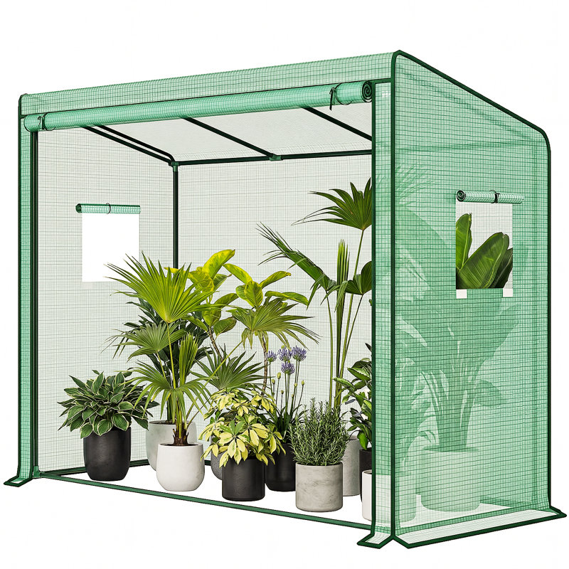 Serre d'appoint pour l'extérieur avec porte à enroulement en PE et 2 fenêtres 79 po x 31 po x 59 po
