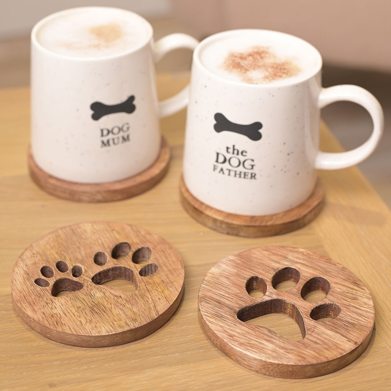 Wood Round 4 Piece Coaster Set