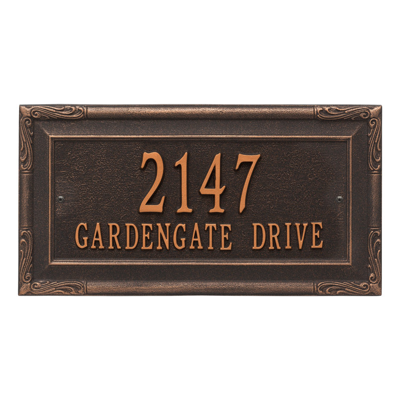 Plaque d'adresse murale sur 2 lignes Gardengate, Bronze huilé, Oui