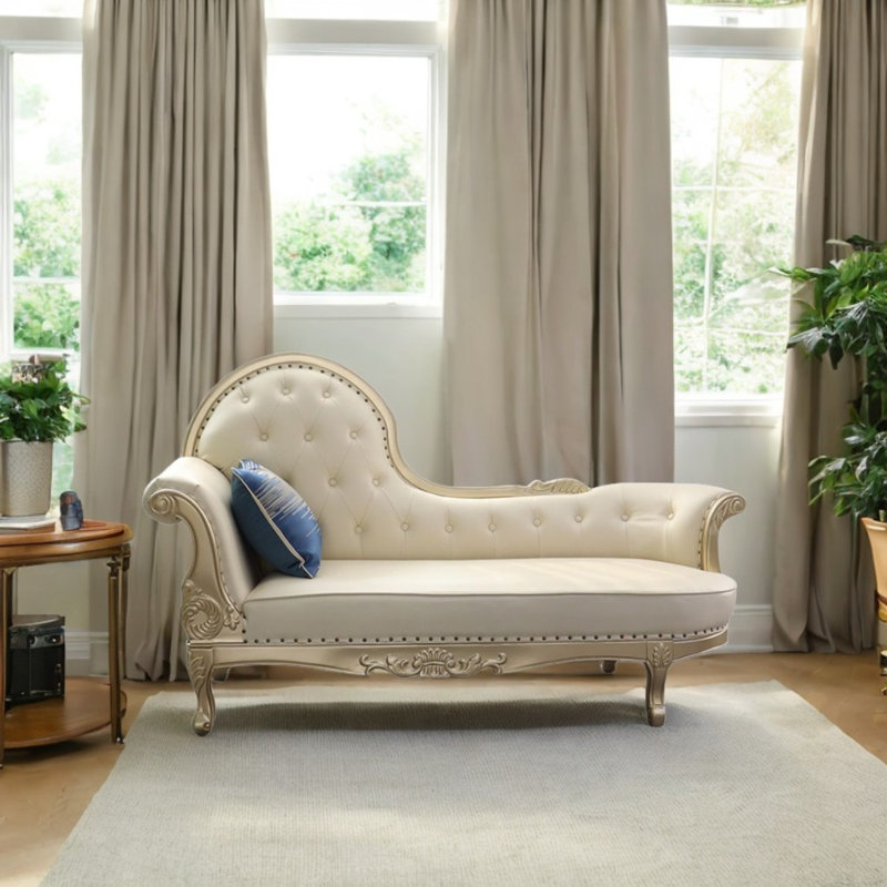 Chaise longue élégante en simili cuir, Accoudoir à gauche (vu de face)