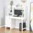 Farmhouse Computer Desk With Hutch And Cabinet, Home Office Desk With Storage, For Study, White-998641955