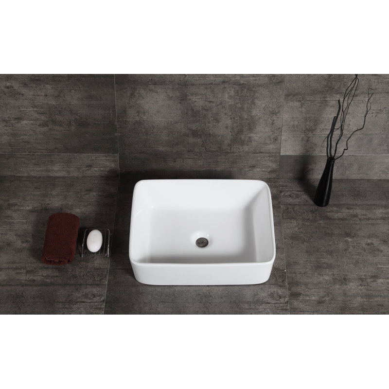 Wrought Studio™ Wolfeboro 14.5'' White Ceramic Rectangular Bathroom Sink