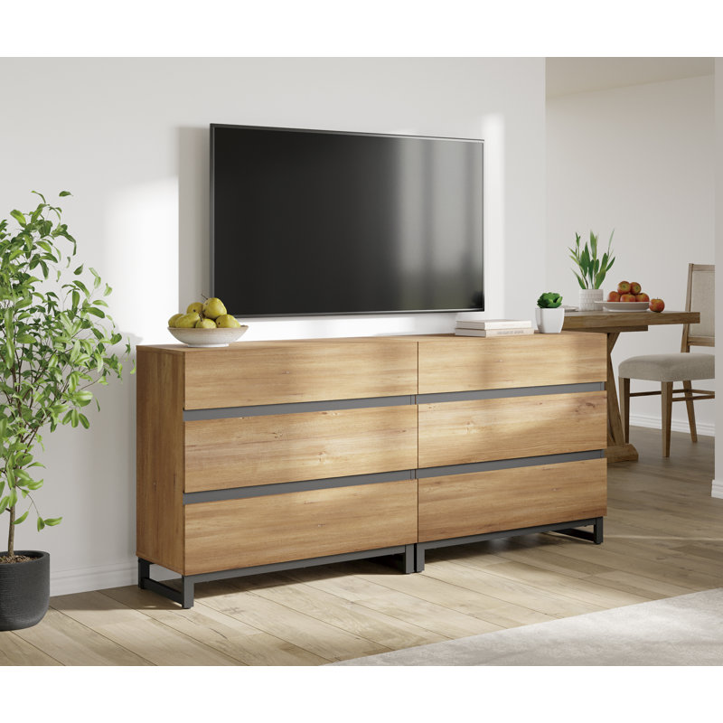 Aadam Modern TV Stand For Tvs Up To 70 Inch, Entertainment Center TV Console With 6 Drawers And Base, Media Console For Living Room, Bedroom