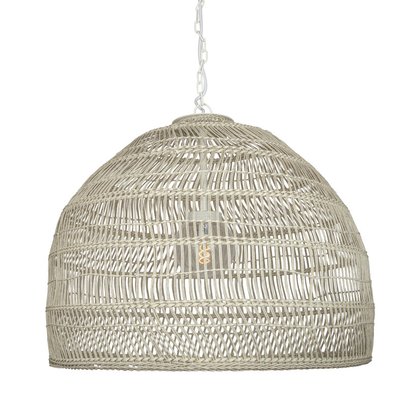 Luminaire suspendu d'extérieur 1 lumière brun Aundra, H 24 po x l 30 po x P 30 po, Blanc antique