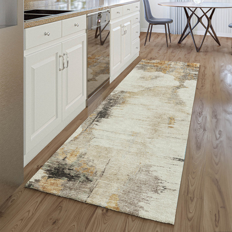 Premium Machine Washable Prisco Beige Rug, Runner 2'3" x 7'6