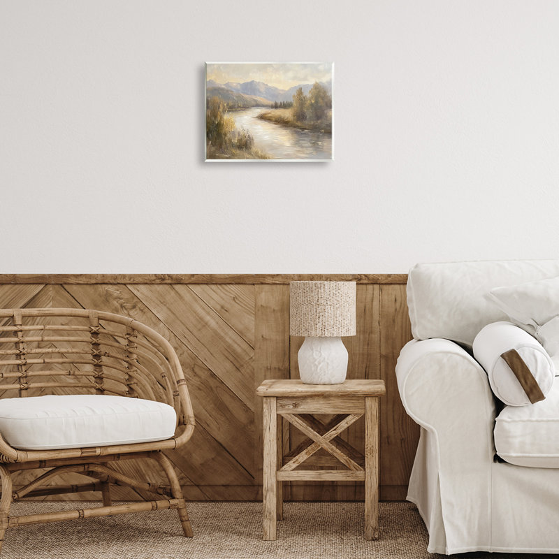 Plaque murale Flowing River & Distant Mountains, design par Petal Prints Design