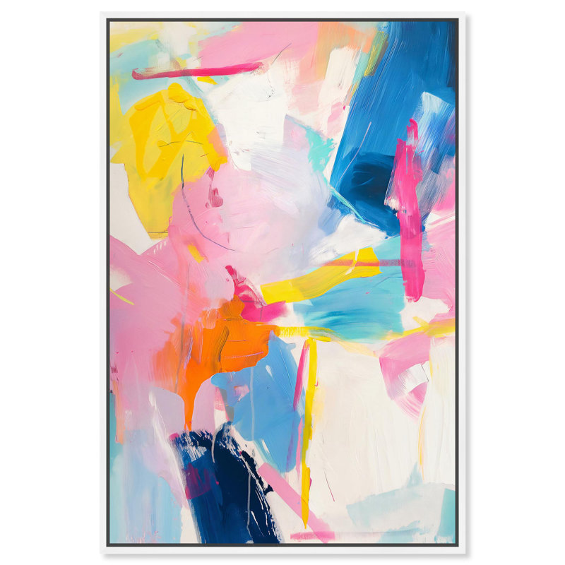«Sculpted by Color Canvas Modern Color Abstract» par Art Remedy, Cadre blanc, H 25 po x l 17 po