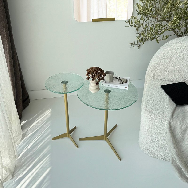 Ensemble de tables d'appoint, Doré, Transparent