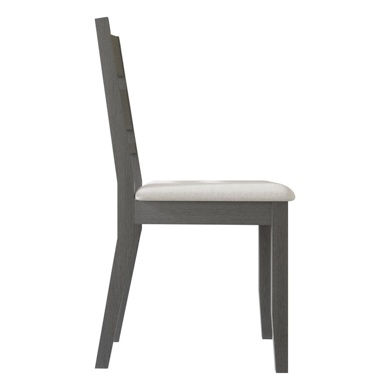 5-Piece Dining Set With Black Round Table And Grey Upholstered Horizontal Splat Back Chairs, Gray