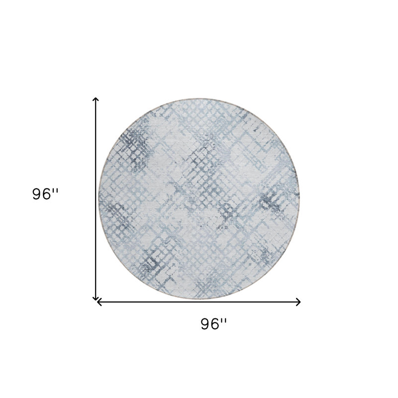 Tapis intérieur / extérieur rond lavable bleu marine et bleu ciel HomeRoots 8 pi