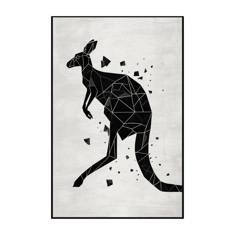 Tapis kangourou moderne moelleux et moelleux en blanc à motif géométrique Abson, 4 x 6