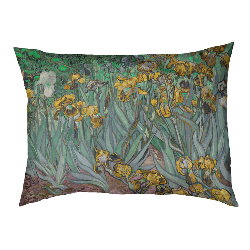 Coussin stylisé irises Burk, L 32,5 po x l 42,5 po, Jaune / Noir