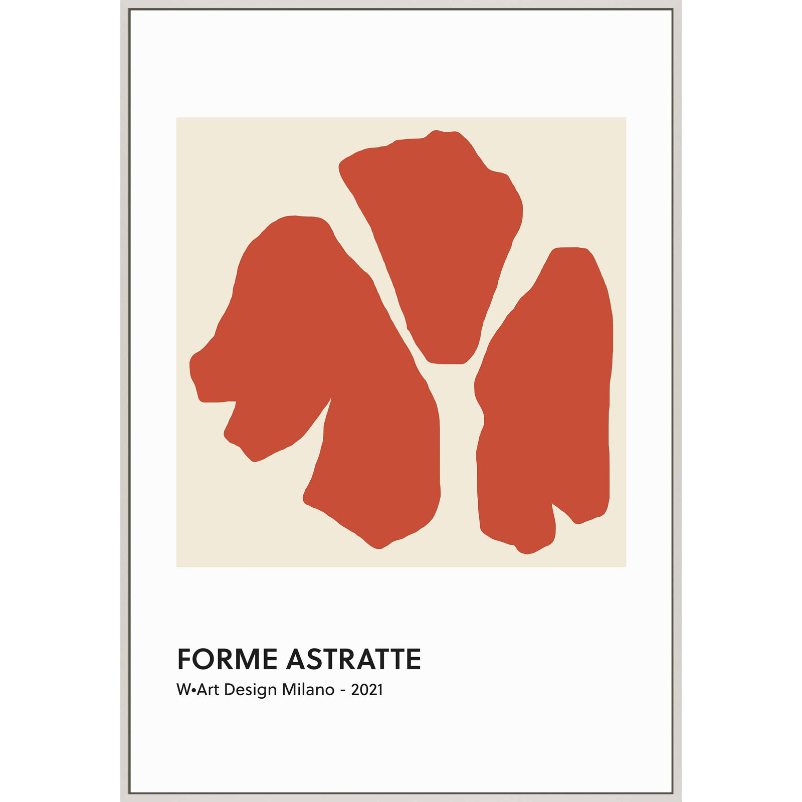 Forme Astratte Red by Romina Gadler, White Framed Canvas, 38" H x 26.5" W x 1.25" D
