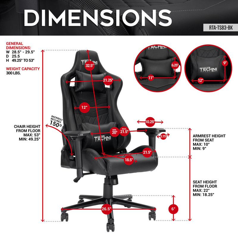 Fauteuil de jeu ergonomique Techni Sport TS-83