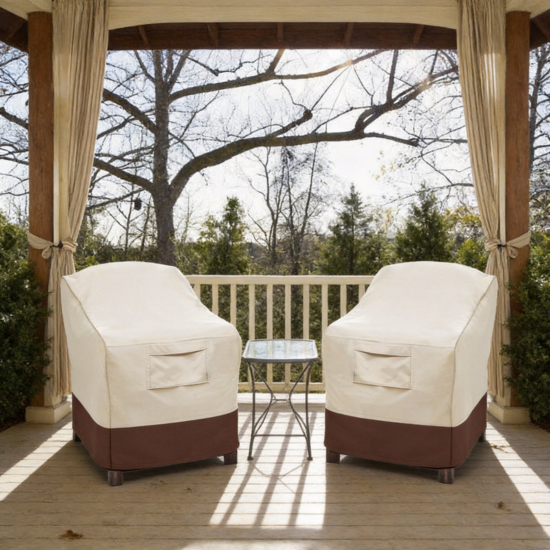 Patio Chair Covers, Lounge Deep Seat Cover, Heavy Duty and Waterproof Outdoor Lawn Patio Furniture Covers, 2 Pack (Beige & Brown)