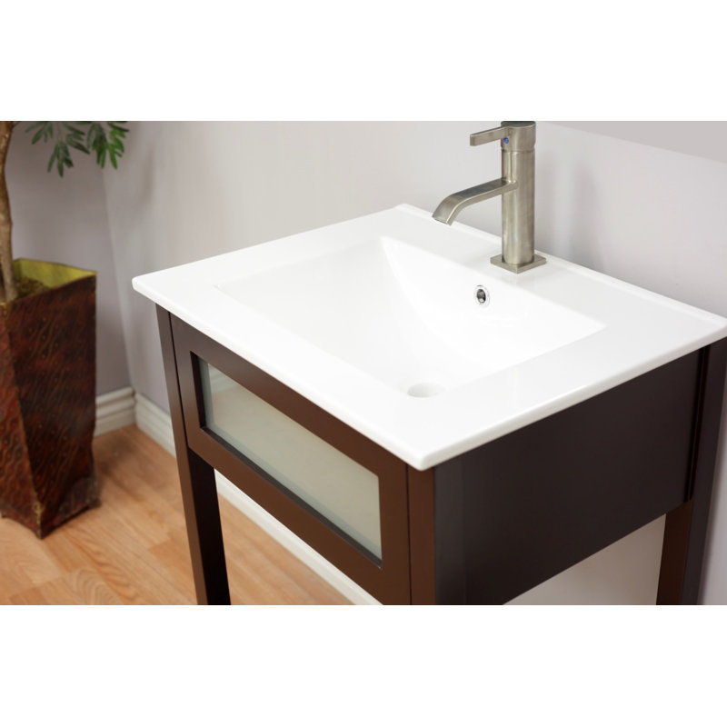 White Ceramic Rectangular Single Faucet Hole Sink Top