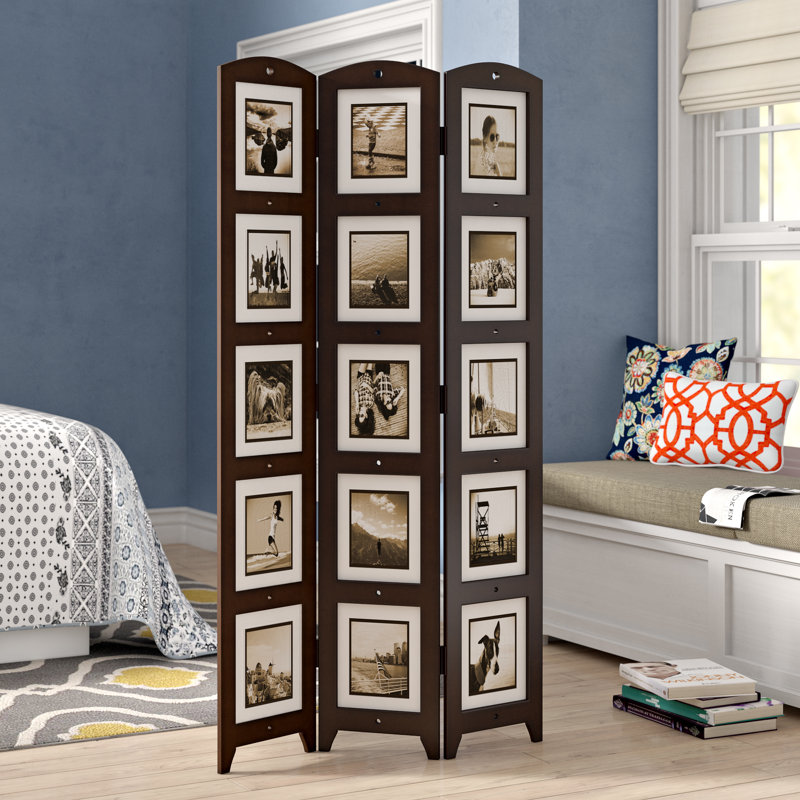 Julee 33.75'' W x 64'' H 3 - Panel Folding Room Divider, Espresso