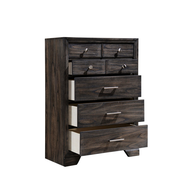 Commode contemporaine avec boutons en métal et tiroirs de rangement