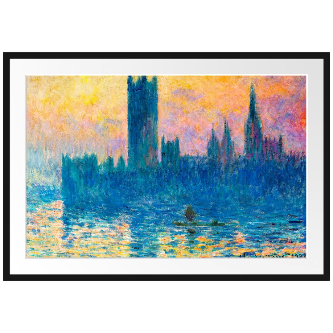 Claude Monet - The Houses Of Parliament - Im Bilderrahmen Mit Galerie-Passepartout