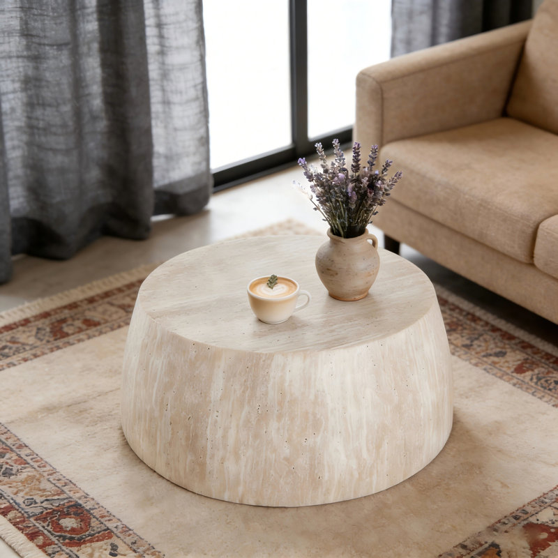 Table basse cylindrique 34,65 po, Bois naturel
