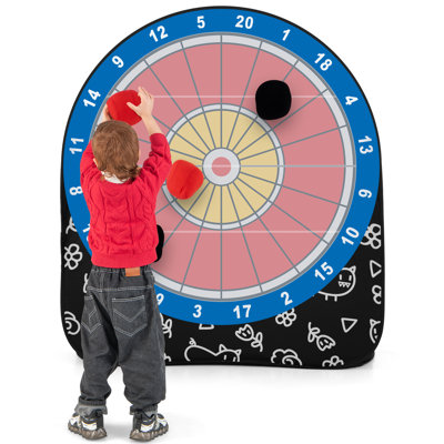 Kids Large Dart Board Foldable Dartboard W/4 Kick Balls