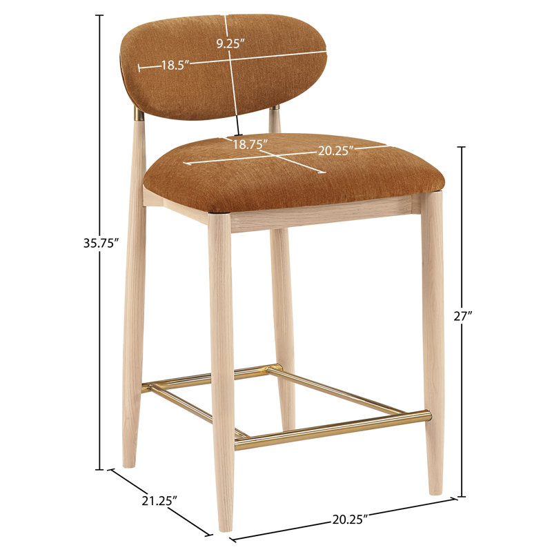 Tabouret en tissu Riccio, Naturel, Brossé, Tissu de polyester cognac