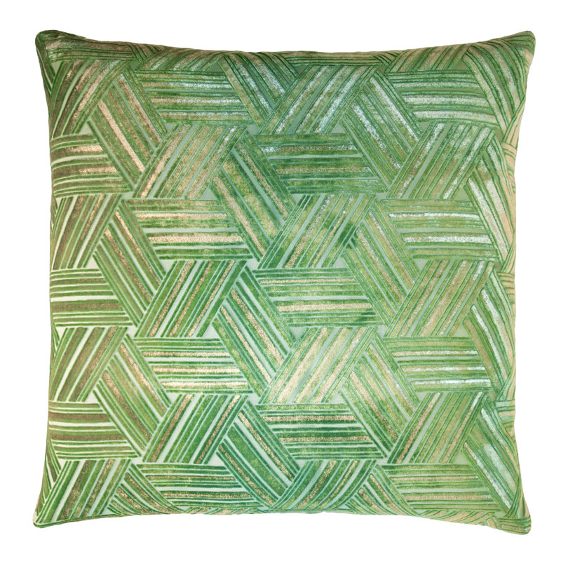 Entwined Square Velvet Pillow Cover & Insert, Grass, 18" x 18"