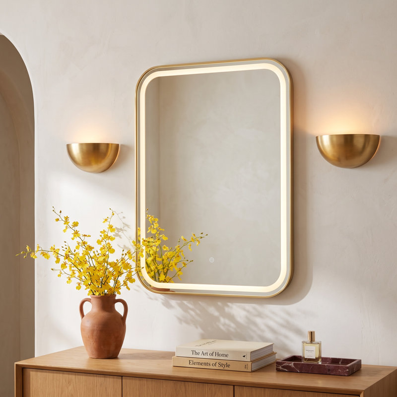 Ani Metal Flat Wall Mirror, Gold
