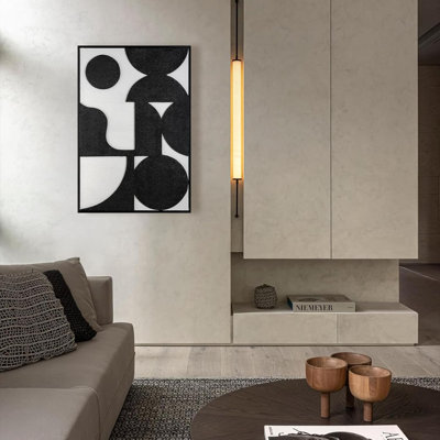 Peinture sur toile abstraite noire et blanche pour le salon