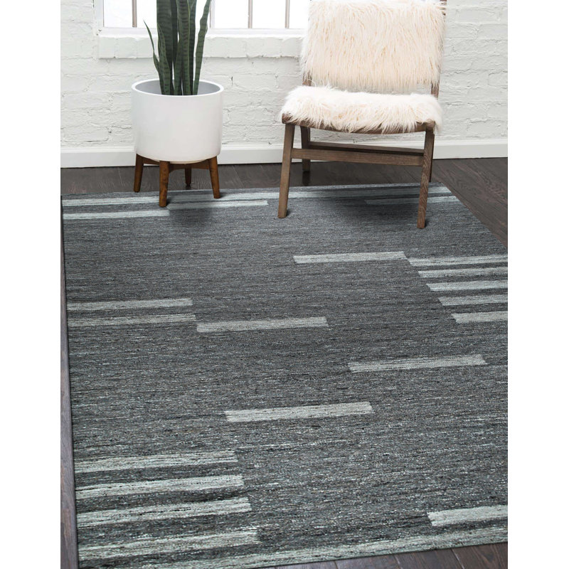 Iyah Brown Flatweave Wool Area Rug, Rectangle 6' x 9'