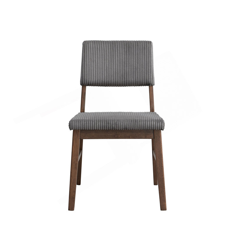 Chaise d'appoint en velours côtelé et finition noyer Seda (ensemble de 2), Gris