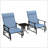 Outstanding 3-Piece Outdoor Gliders Set Bistro Set With Steel Frame, Tempered Glass Top Table For Patio, Garden, Backyard, Lawn, Light Blue