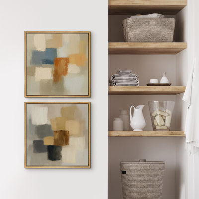 «Neutral Abstract Color Blocks Modern Minimal Art», reproduction d'art sur toile encadrée 2 pièces