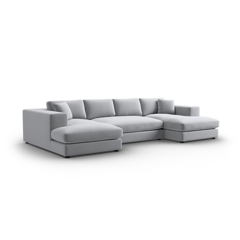 Micadoni Home Upholstered Large Corner Sofa, Silver
