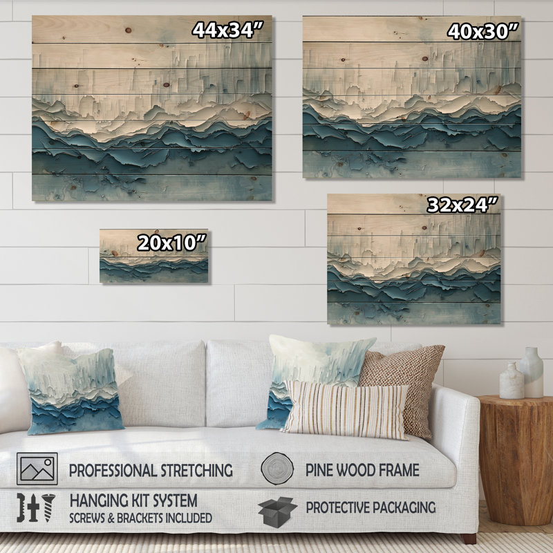 Vagues vagues de l'océan II - art mural en bois côtier - sur bois de pin naturel, H 10 po x l 20 po x P 0,78 po