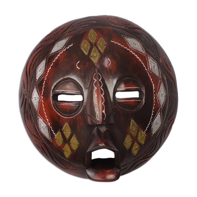 Masque en bois diamond face africain