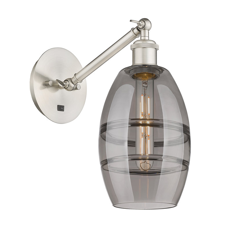 Dundrod Steel Armed Sconce, Light Smoke, Brushed Satin Nickel