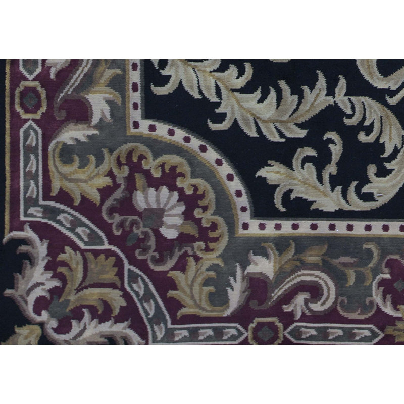 Tapis noir et rouge de haute qualité noué à la main, Rectangle 11'1 x 15'3"