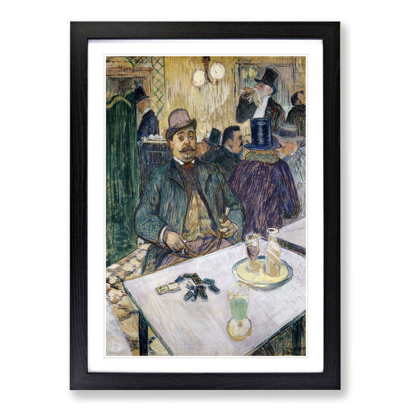 Monsieur Boileau at the Cafe by Henri De Toulouse-Lautrec - Picture Frame Painting, 36cm H x 27cm W x 2cm D, Black