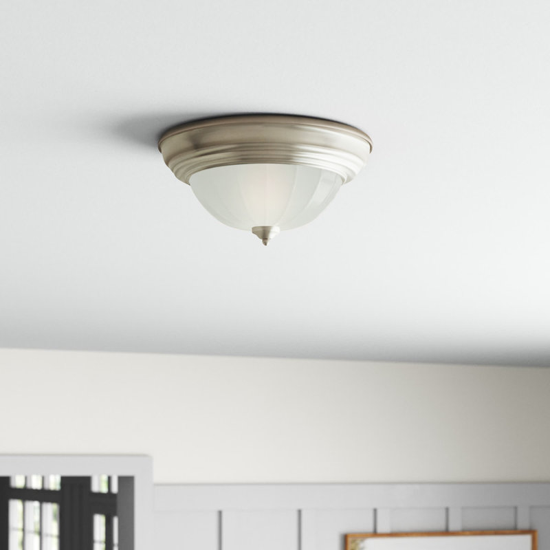 Carder Glass Flush Mount, Satin Nickel, 6" H x 12" W